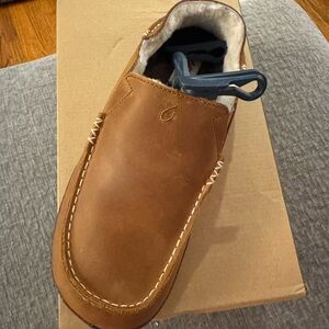 Men's Brown Leather Moccasin Slippers